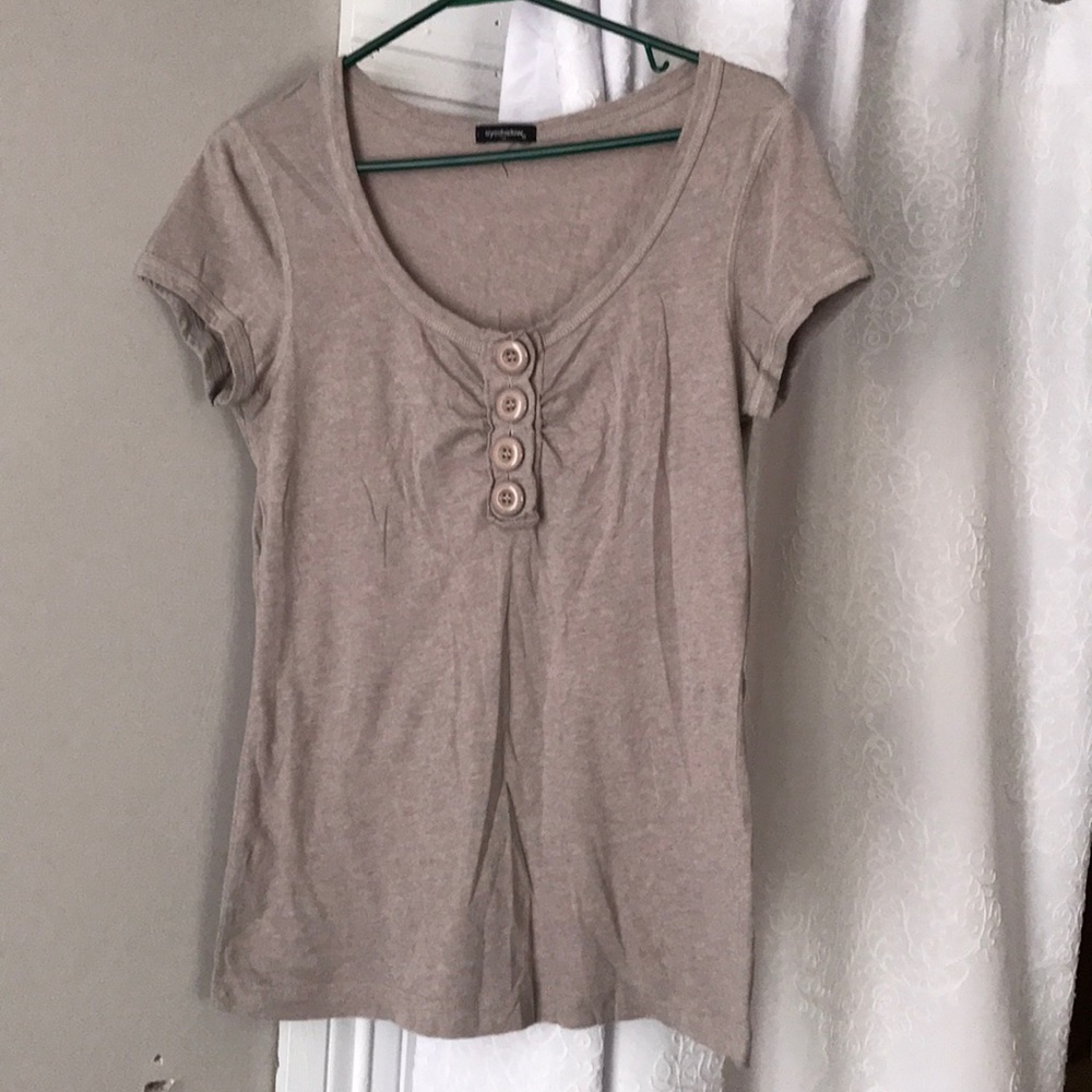 Tan short sleeve shirt- XL